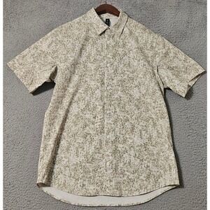 Lululemon Airing‎ Easy Shirt Men's Medium Green Pattern Camp Collar Button Up